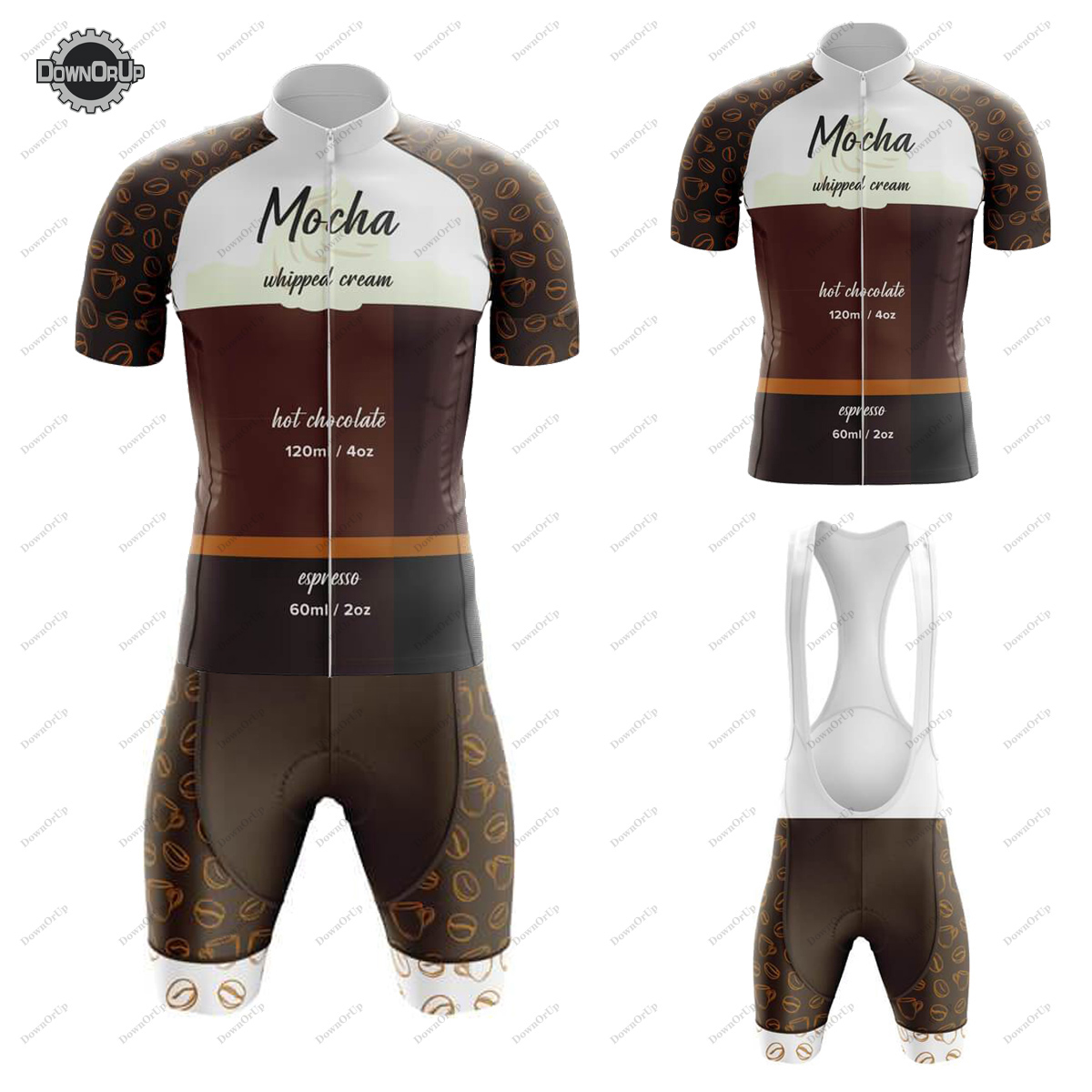 Summer Clothing List - コーヒーリスト モカ サイクリングジャージセット メンズ 半袖 マウンテンバイクウェア