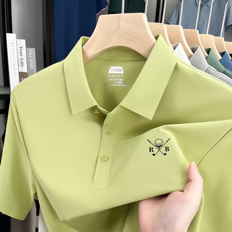 Summer Clothing Affordable - 手頃な価格の高級メンズプリント襟付きポロシャツ、夏のしわになりにくい半袖ラペルTシャツ、通勤用メンズ服
