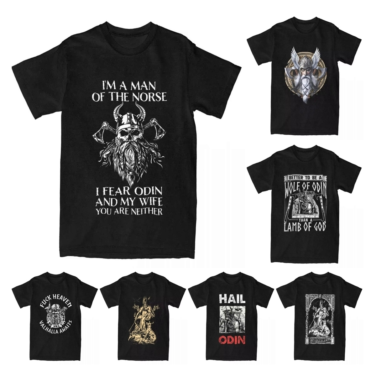 Summer Viking Clothing - 私は北の男です私はオディンと妻の男性用Tシャツ、バイキング北欧神話の神のTシャツ、夏の服が怖いです