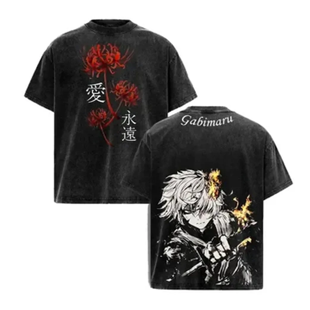 Vintage Summer Clothing Men - 日本アニメ地獄の楽園 Tシャツガビマルヴィンテージウォッシュ Tシャツ夏綿 100% 半袖 Tシャツ服男性服