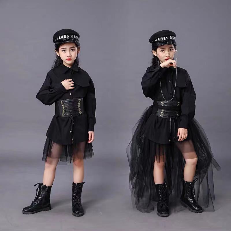 Summer Clothing For Girls - 子供の黒のスーツ女の子モデル競争滑走路ファッションキャットウォーク服ドレス 6 月 1 日パフォーマンススーツ潮夏