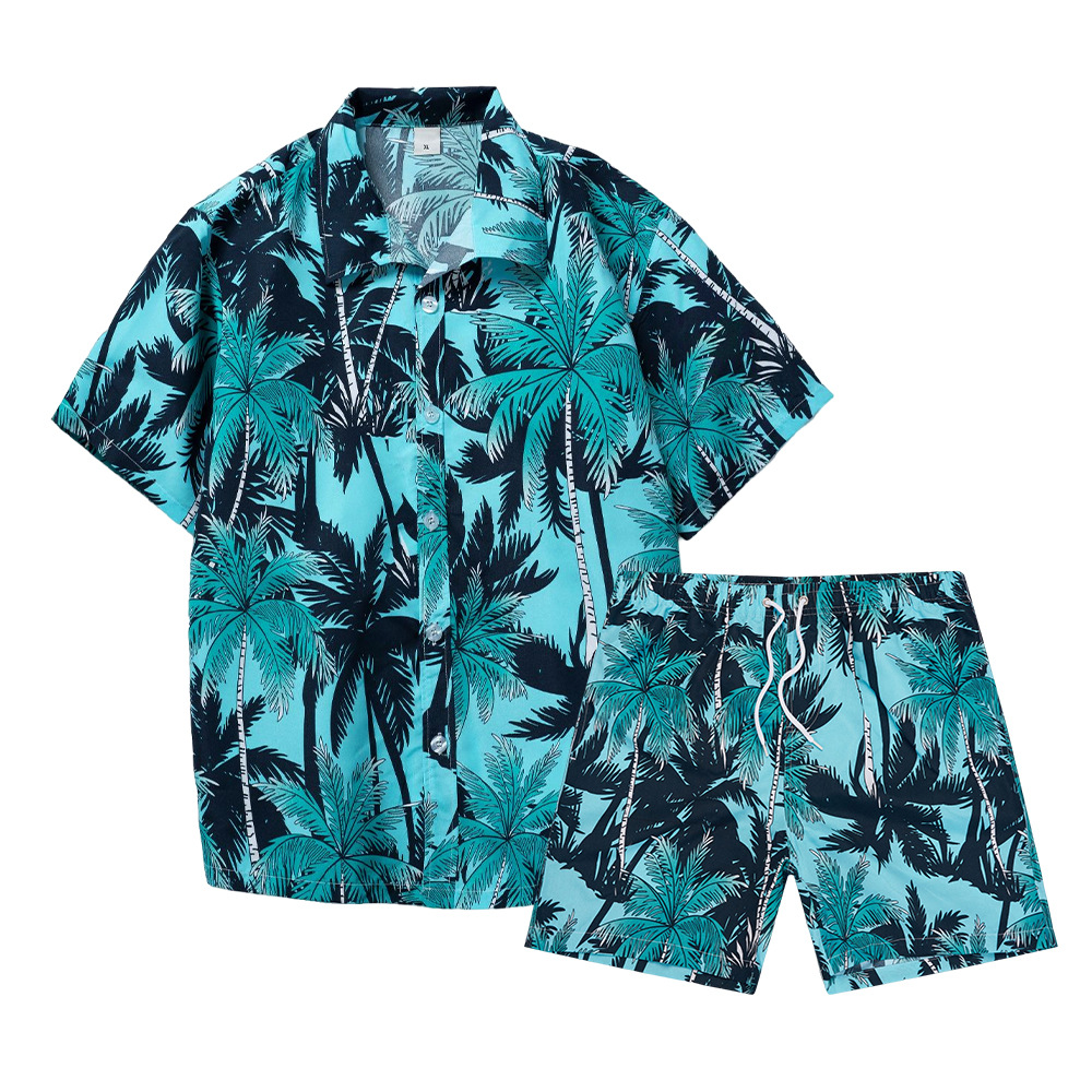 Summer Clothes Fashion - ハワイアンココナッツツリー3Dプリントメンズシャツセットファッション半袖シャツオーバーサイズカジュアルビーチショーツストリートウェアスーツ服