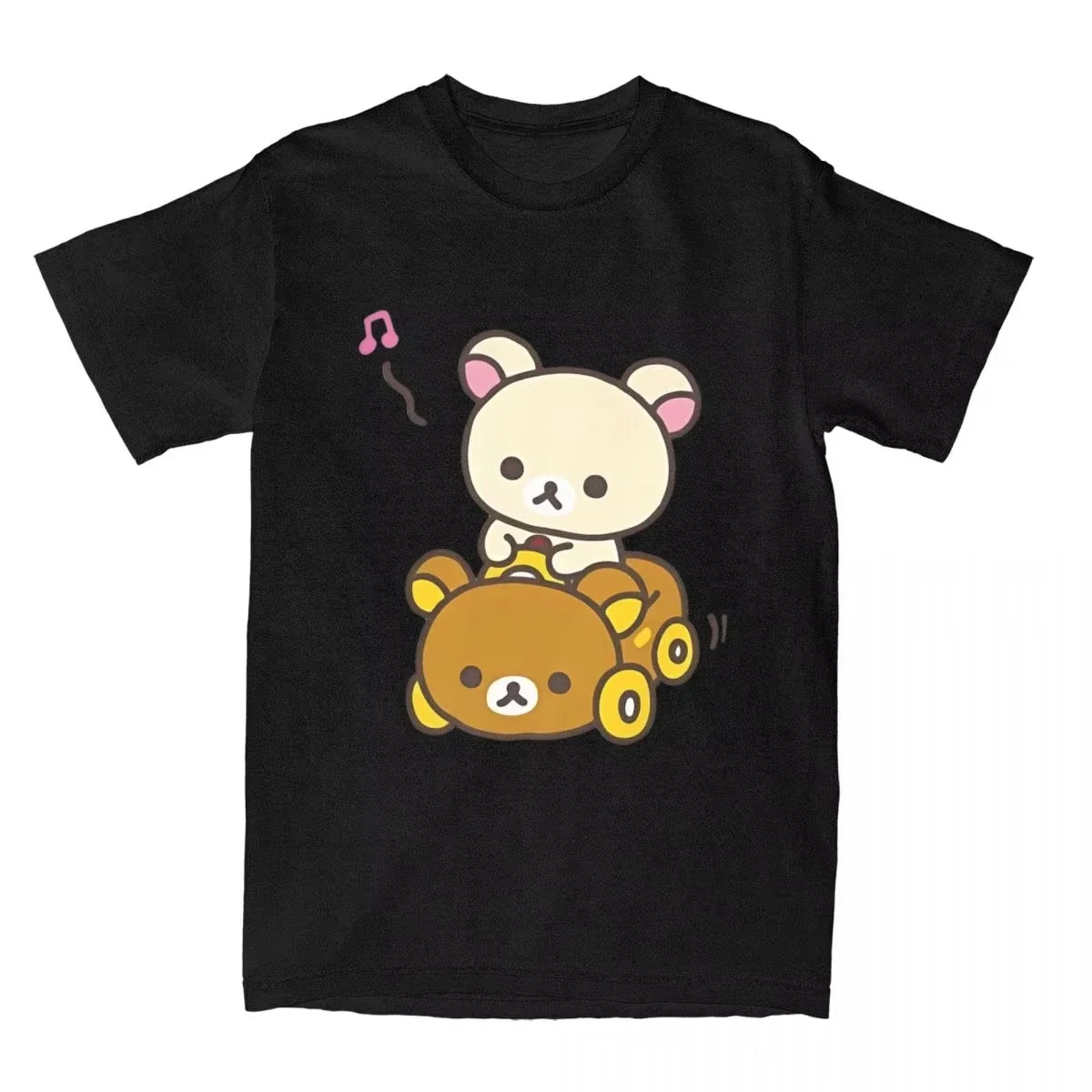 Summer Clothing Drive - 2026年夏新作 車を運転するリラックマTシャツ メンズ・レディース向け ヒップスター コットンTシャツ Oネック