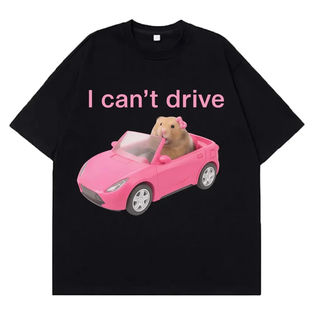 Summer Clothing Drive - I Can Drive 面白いハムスターミーム Tシャツファッションプリント柄女性の半袖原宿カジュアル Tシャツストリート服