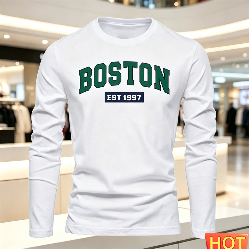 Summer Clothes Fashion - 秋夏メンズ長袖 Tシャツレターパターンラウンドネック Tシャツ多用途 Tシャツファッション男性 y2k 服ルーズトップス