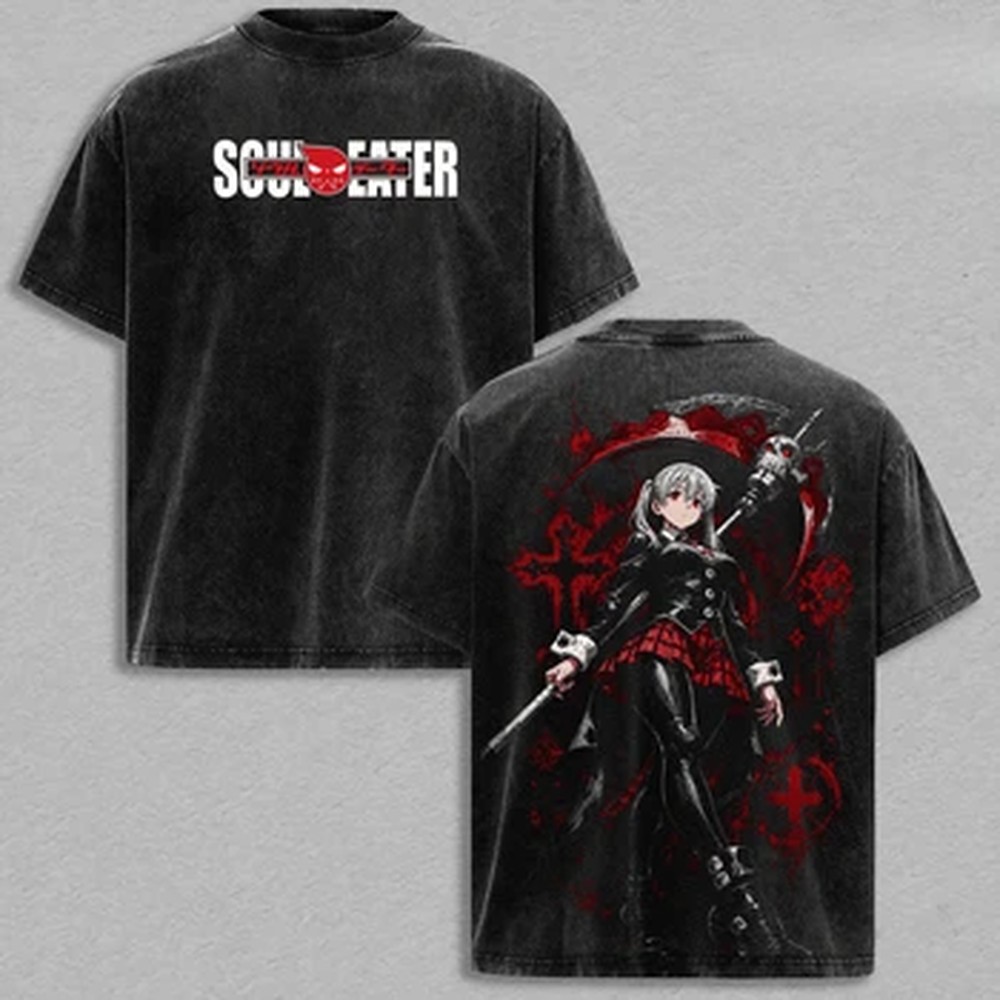 Vintage Summer Clothing Men - アニメソウルイーター MAKA ALBARN Tシャツヴィンテージウォッシュ Tシャツ男性女性服夏の綿の服カジュアル特大 Tシャツトップ
