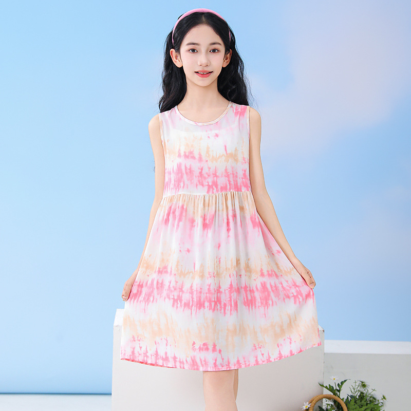 Summer Clothing For Teen Girls - 夏のノースリーブティーンガールズビーチドレス子供服8歳から10歳の女の子用ドレスプリンセスレインボーフラワードレス