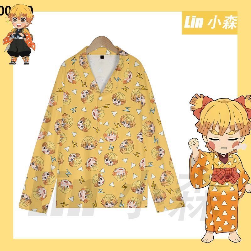 Summer Clothing For Teens - 夏かわいいデーモンスレイヤー善逸パジャマ 2 個半袖ラペルホームセットソフトルーズカジュアルラウンジウェアパジャマ女性ティーン用