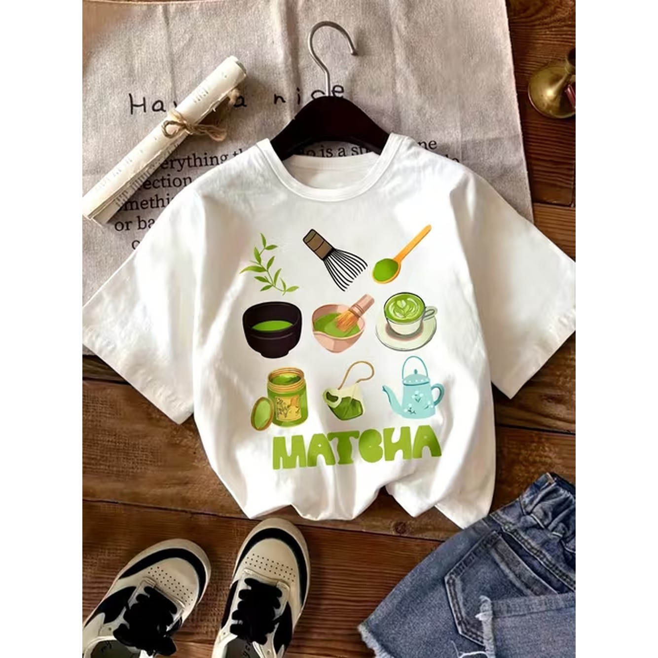 Summer Clothing Affordable - 女の子向けのスタイリッシュな食器柄プリント半袖Tシャツ、柔らかく丸い襟の半袖Tシャツ、アウトドアやカジュアルな服装に適しています、カジュアルで多用途な春と夏の女の子向けの手頃な価格の服です。