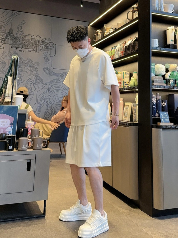 Summer Clothing Range - ゆったりとしたカジュアルなメンズ服セット半袖ショートパンツツーピースセット夏の怠惰なスタイル幅広い用途高品質f...