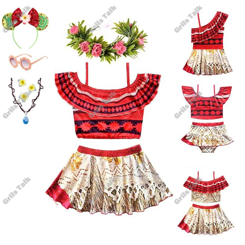 Summer Clothing For Girls - 夏の妖精プリンセスモアナコスプレ水着女の子水着水着女の子ビーチビキニパーティー服子供バス服セット