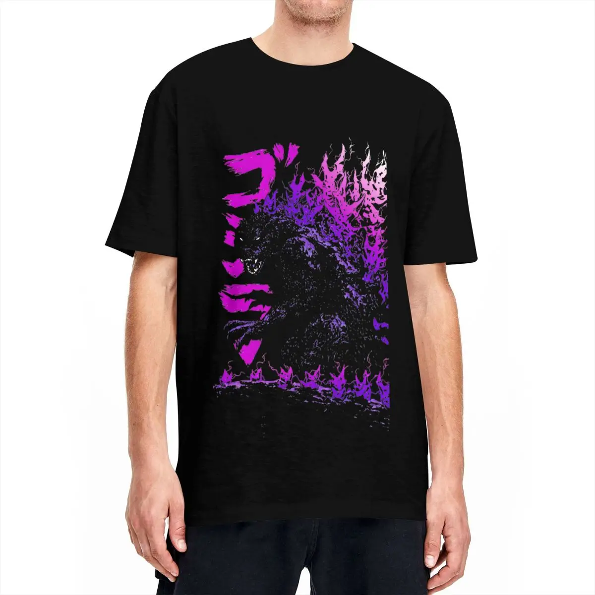 Vintage Summer Clothing Men - メンズヴィンテージ半袖ラウンドネックTシャツ,プリントコットン衣類,ミレアムゴジラ映画,夏のレジャー