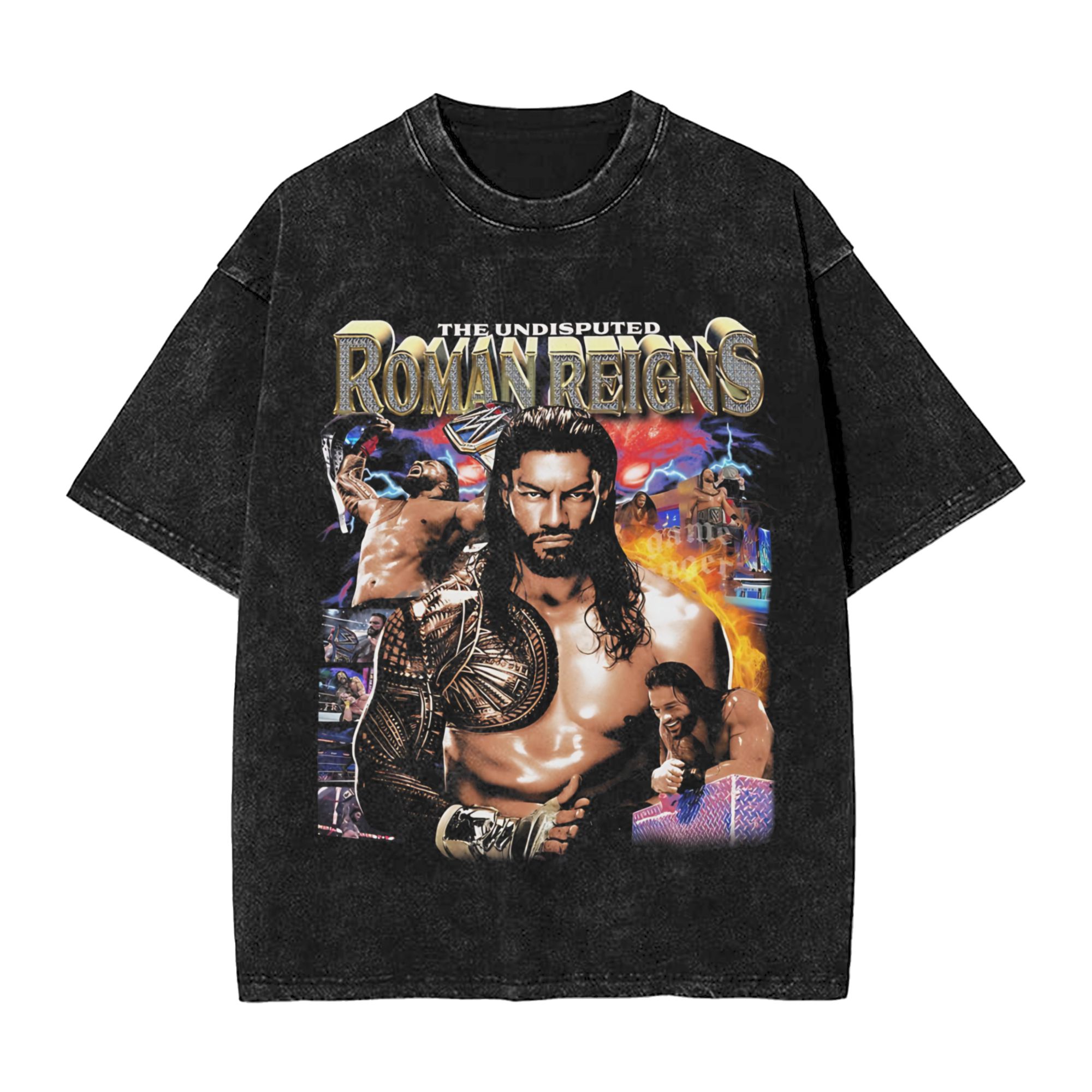 Summer Reign Clothing - 原宿ローマン・レインズ かわいい愛をテーマにしたパーソナライズされた面白いクリスマスウォッシュTシャツラウンドネックトップスコットンサマー服
