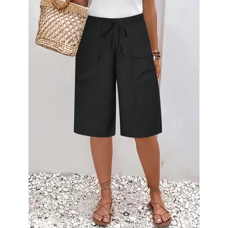 Summer Clothing Plus Size Women - プラスサイズ 1XL-5XL 新しい女性のカジュアル 5 点ショーツポケット偽巾着女性服ビーチショーツ