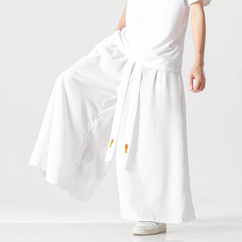 Vintage Summer Clothing Men - メンズワイドレッグパンツ,ラージ,ヴィンテージ,カジュアル,ホワイト,日本の原宿スタイル,夏用,コレクション2023
