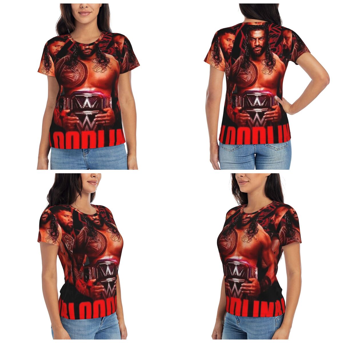 Summer Reign Clothing - レスラーローマン・レインズ レスリング Tシャツ レディース 半袖 Tシャツ