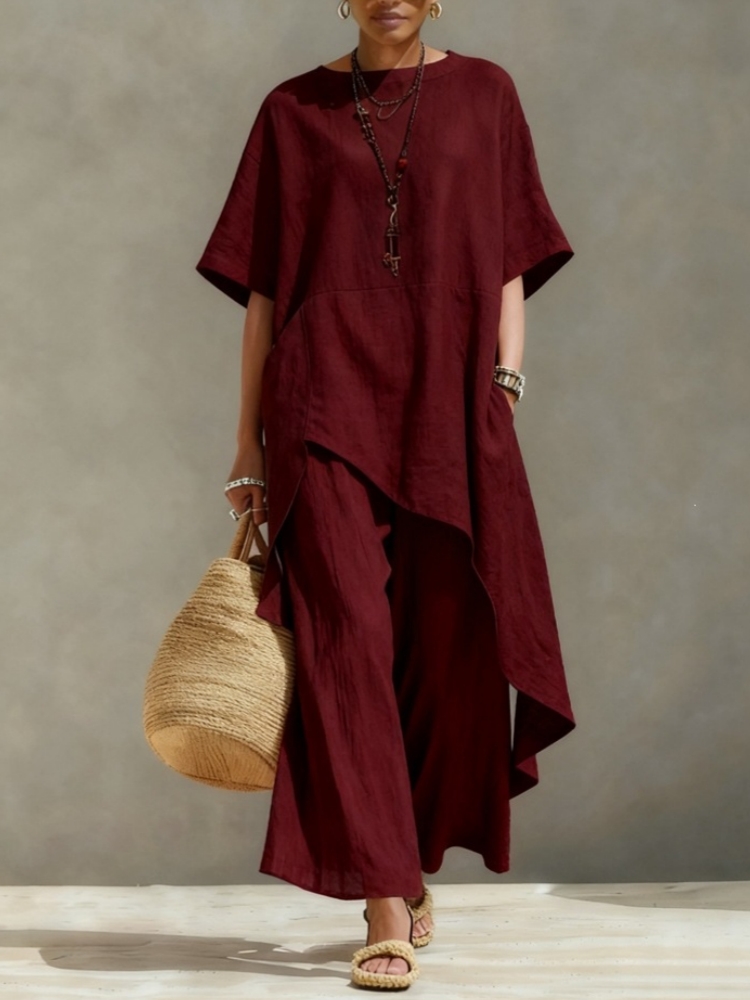 レディース綿麻パンツセットアップ 2ピース カジュアル半袖無 - Summer Linen Clothing For Women のレビューと価格