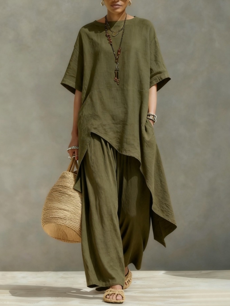 レディース綿麻パンツセットアップ 2ピース カジュアル半袖無 - Summer Linen Clothing For Women のレビューと価格