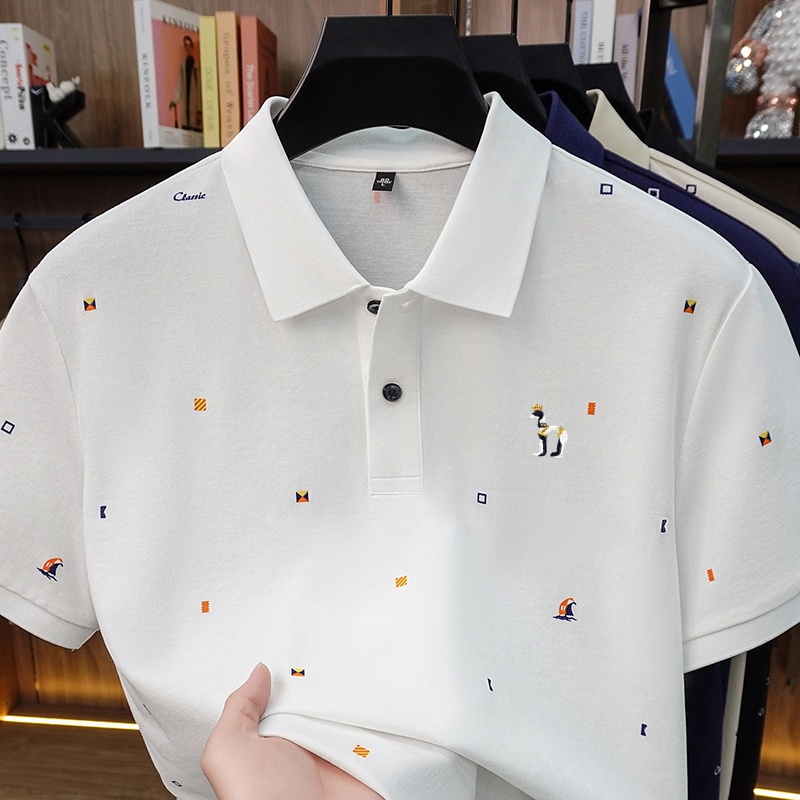 手頃な価格の高級メンズ半袖ポロシャツ、襟ボタン付き、多様な模 - Summer Clothing Affordable のレビューと価格