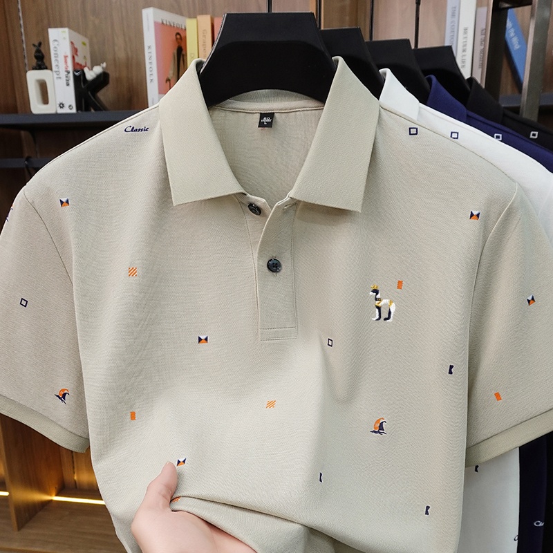 手頃な価格の高級メンズ半袖ポロシャツ、襟ボタン付き、多様な模 - Summer Clothing Affordable のレビューと価格