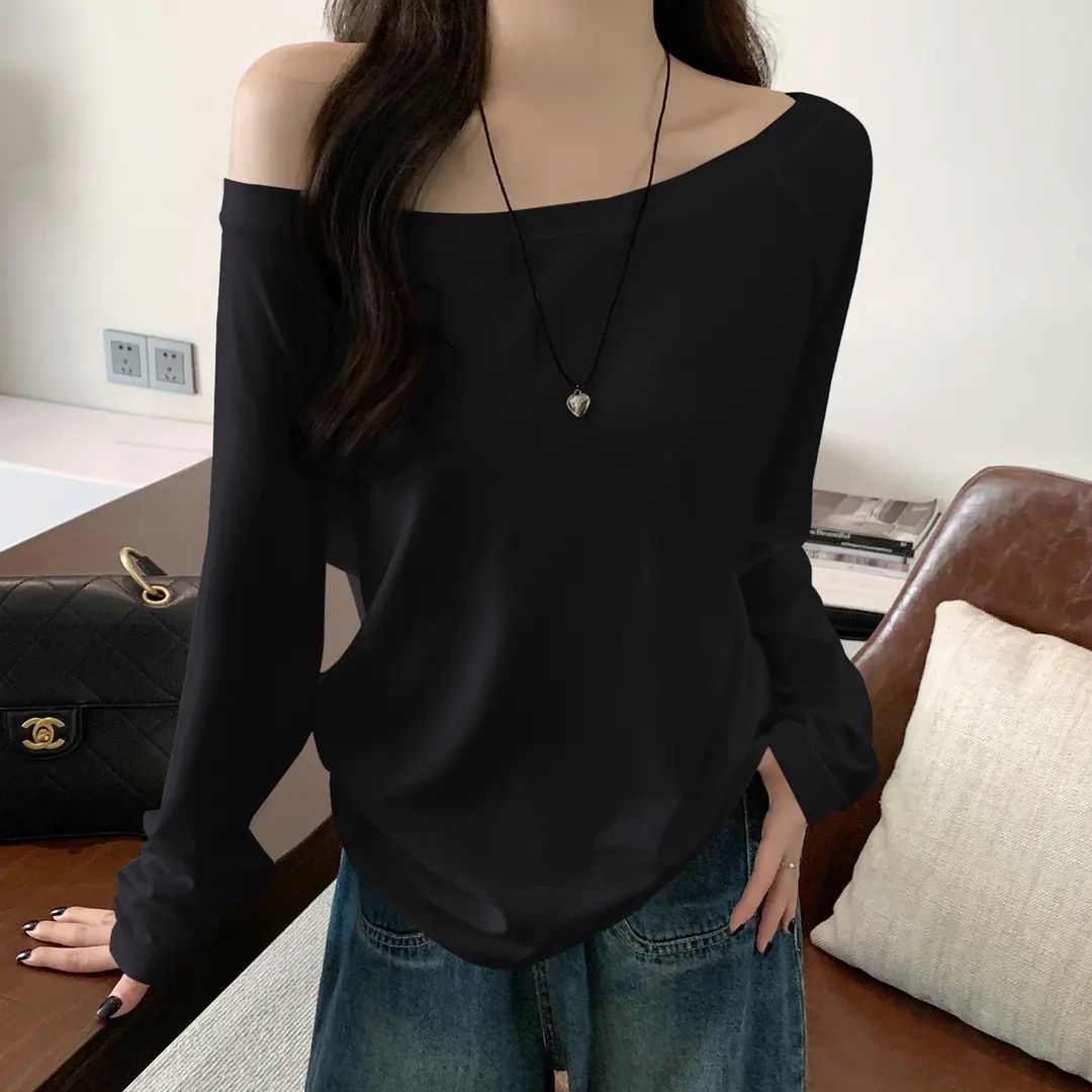 オーバーサイズ オフショルダー 長袖Tシャツ レディース 無 - Summer Clothing For Teens のレビューと価格