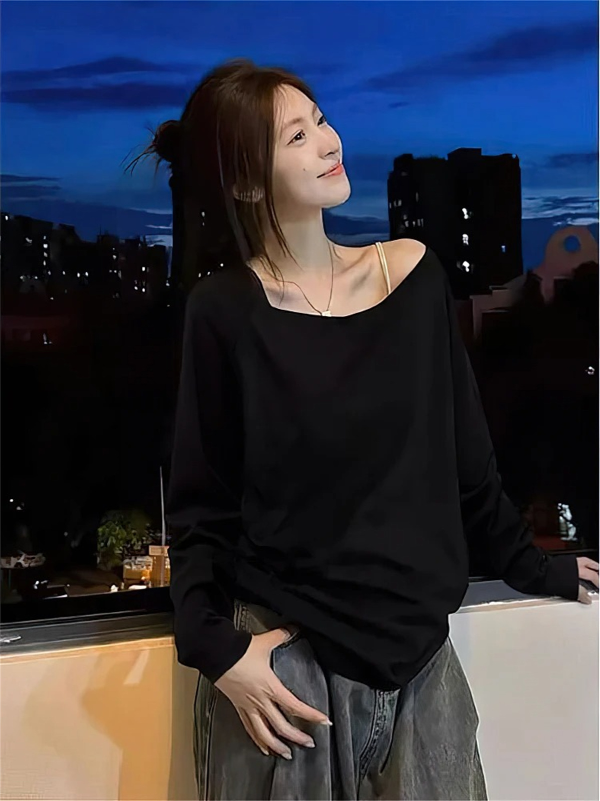 オーバーサイズ オフショルダー 長袖Tシャツ レディース 無 - Summer Clothing For Teens のレビューと価格