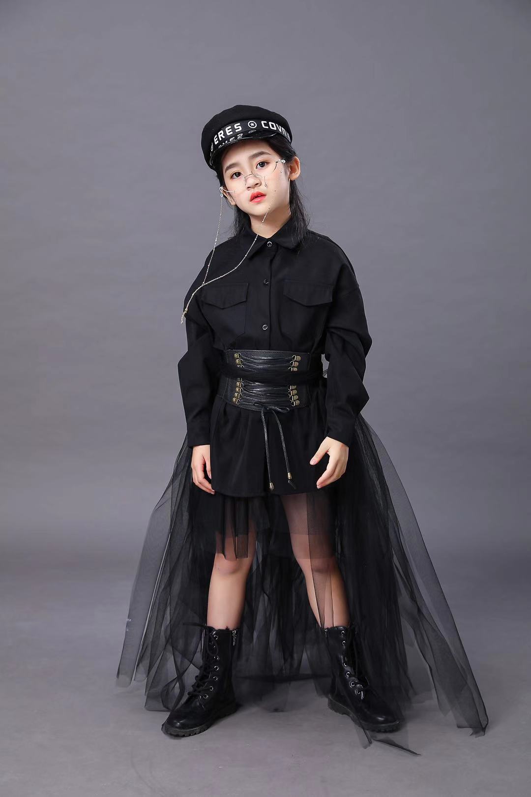 子供の黒のスーツ女の子モデル競争滑走路ファッションキャットウ - Summer Clothing For Girls のレビューと価格