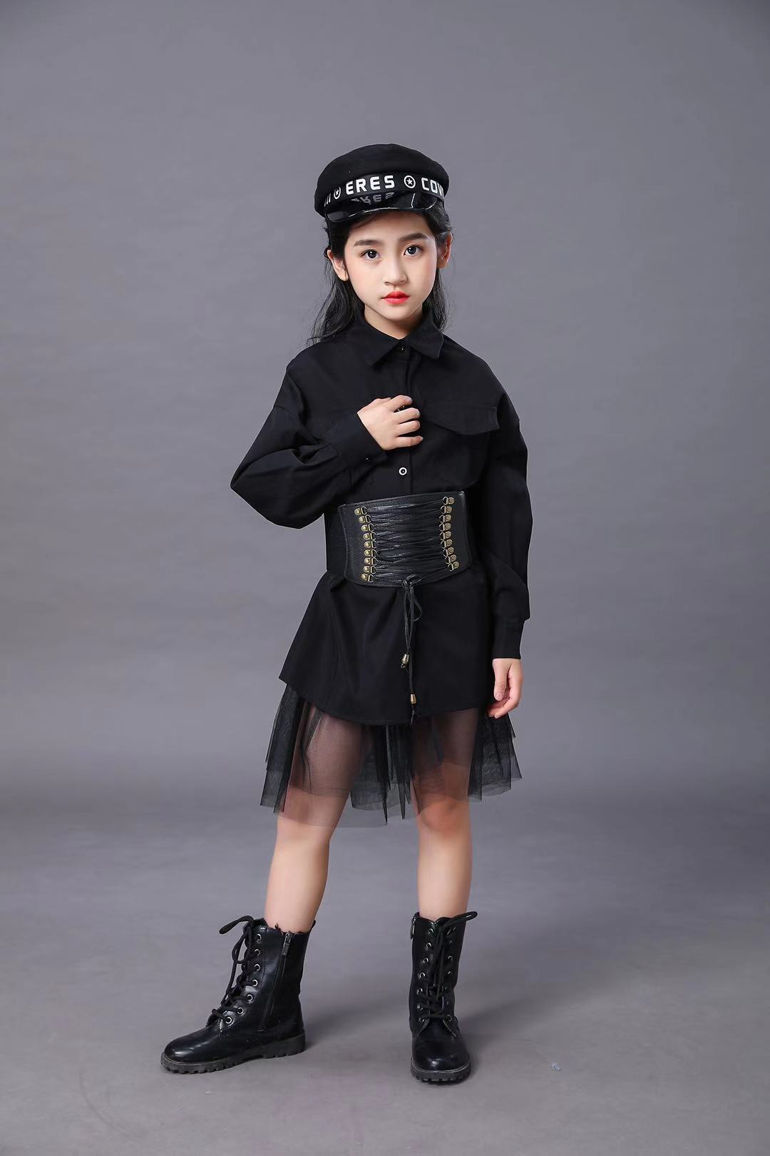 子供の黒のスーツ女の子モデル競争滑走路ファッションキャットウ - Summer Clothing For Girls のレビューと価格
