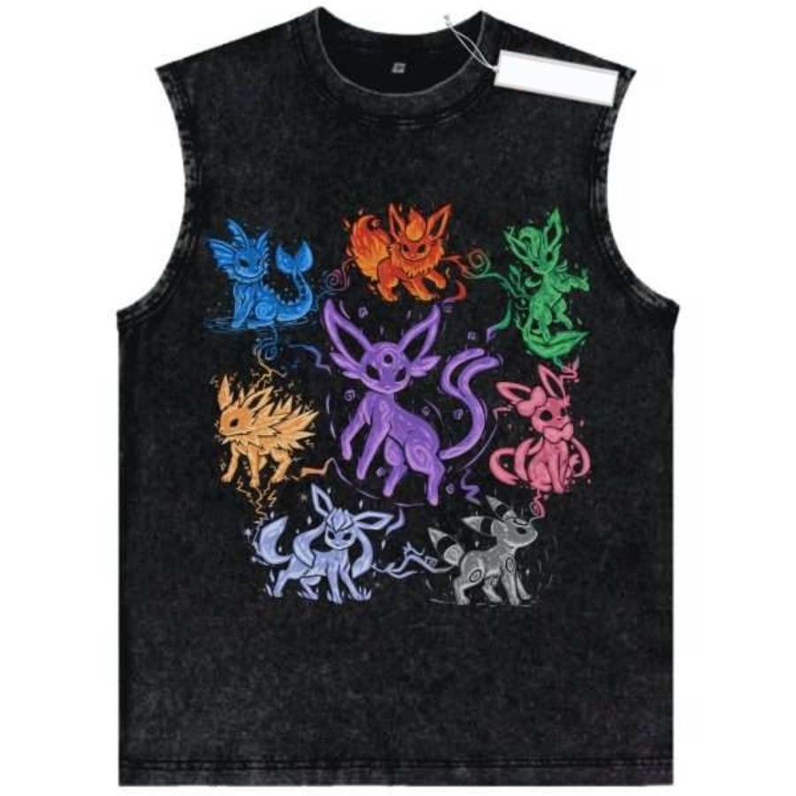 ヴィンテージウォッシュ加工ポケモンキャラクタータンクトップ男 - Vintage Summer Clothing Men のレビューと価格