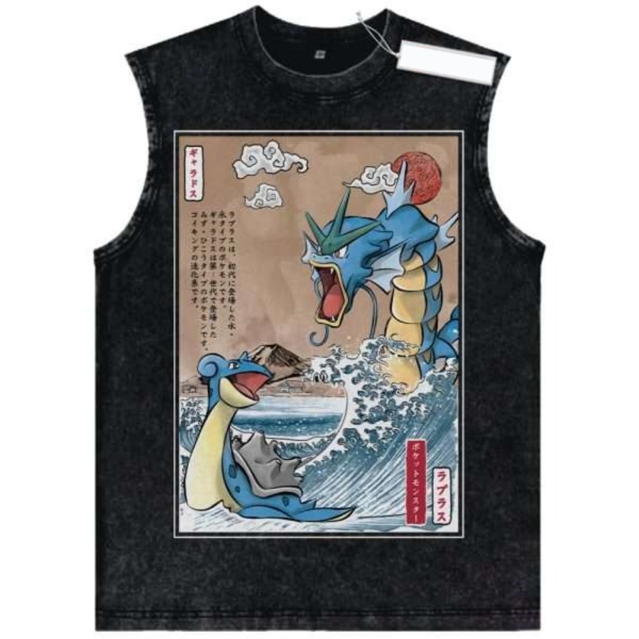 ヴィンテージウォッシュ加工ポケモンキャラクタータンクトップ男 - Vintage Summer Clothing Men のレビューと価格