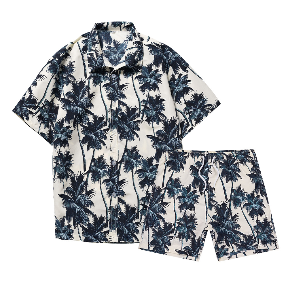 ハワイアンココナッツツリー3Dプリントメンズシャツセットファ - Summer Clothes Fashion のレビューと価格
