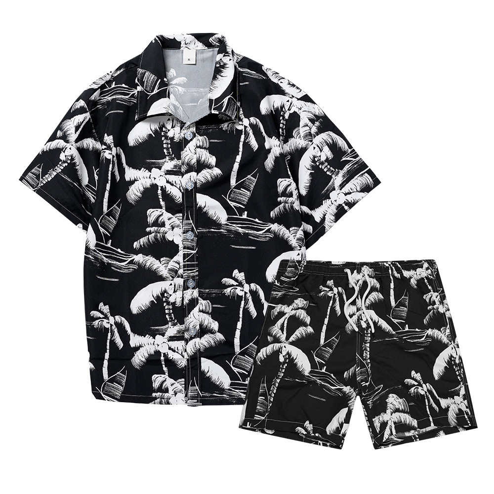 ハワイアンココナッツツリー3Dプリントメンズシャツセットファ - Summer Clothes Fashion のレビューと価格
