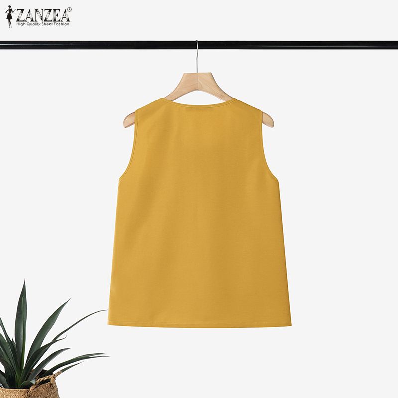 ZANZEA プラスサイズ 5XL 女性ピンタックタンクトッ - Summer Clothing Plus Size Women のレビューと価格