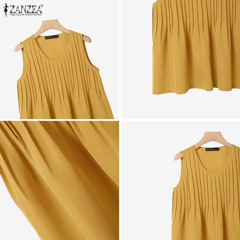 ZANZEA プラスサイズ 5XL 女性ピンタックタンクトッ - Summer Clothing Plus Size Women のレビューと価格