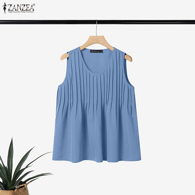 ZANZEA プラスサイズ 5XL 女性ピンタックタンクトッ - Summer Clothing Plus Size Women のレビューと価格
