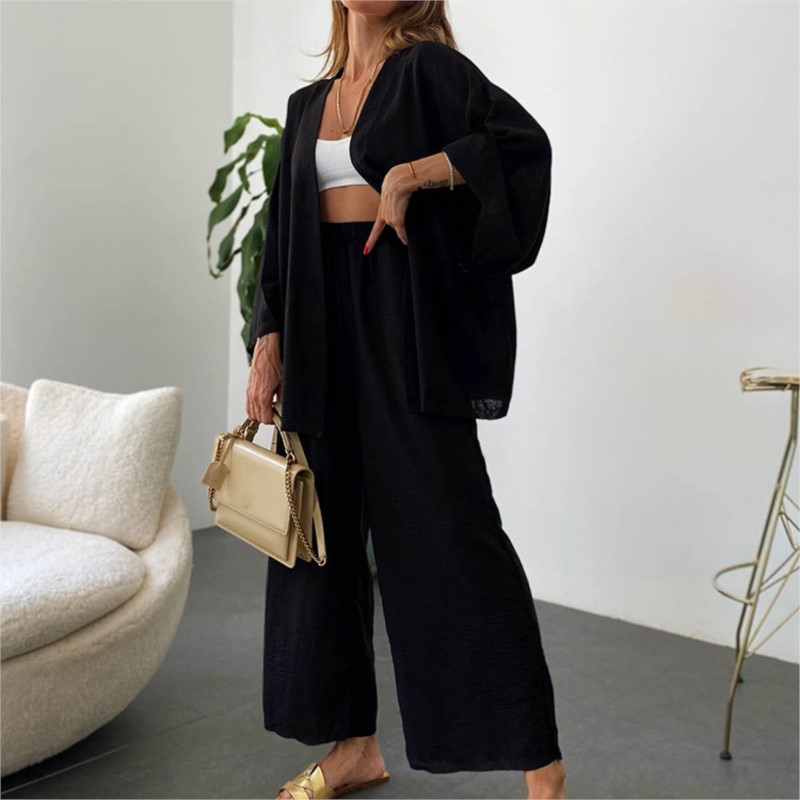 女性用バットスリーブ付きリネンジャンプスーツ,カーディガンブ - Summer Linen Clothing For Women のレビューと価格