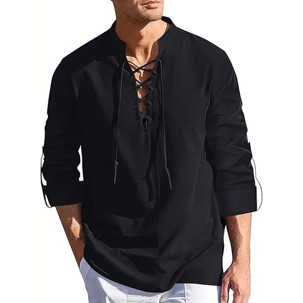 メンズルネッサンスシャツ海賊中世バイキングトップ長袖ハロウィ - Summer Viking Clothing のレビューと価格