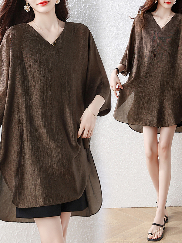 シンプルなルーズフィットミッドレングスTシャツプラスサイズの - Summer Line Clothing Brand のレビューと価格