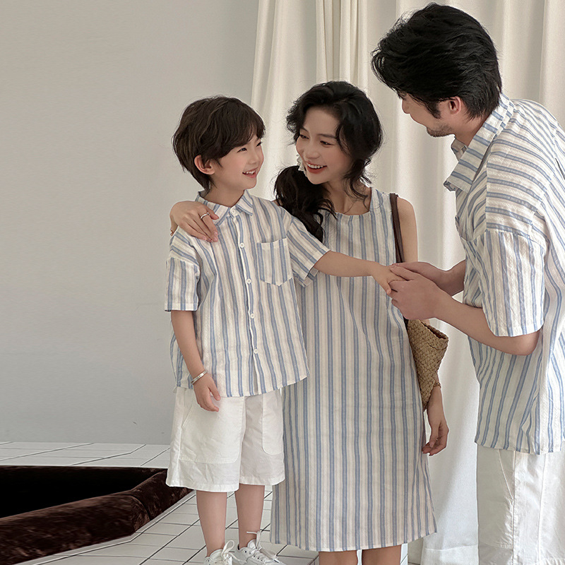韓国の男の子と女の子の親子服夏のストライプのベストドレス兄弟 - Summer Dresses Yours Clothing のレビューと価格