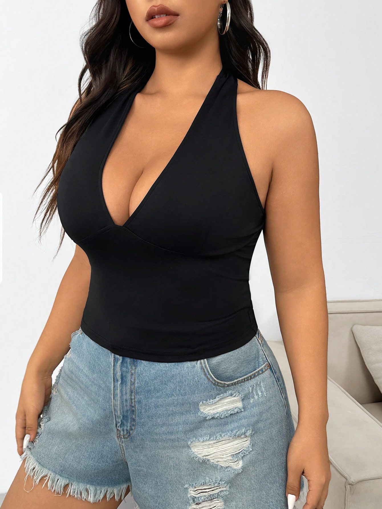 新作無地プラスサイズレディースファッションセクシー万能ホルタ - Summer Clothing Plus Size Women のレビューと価格