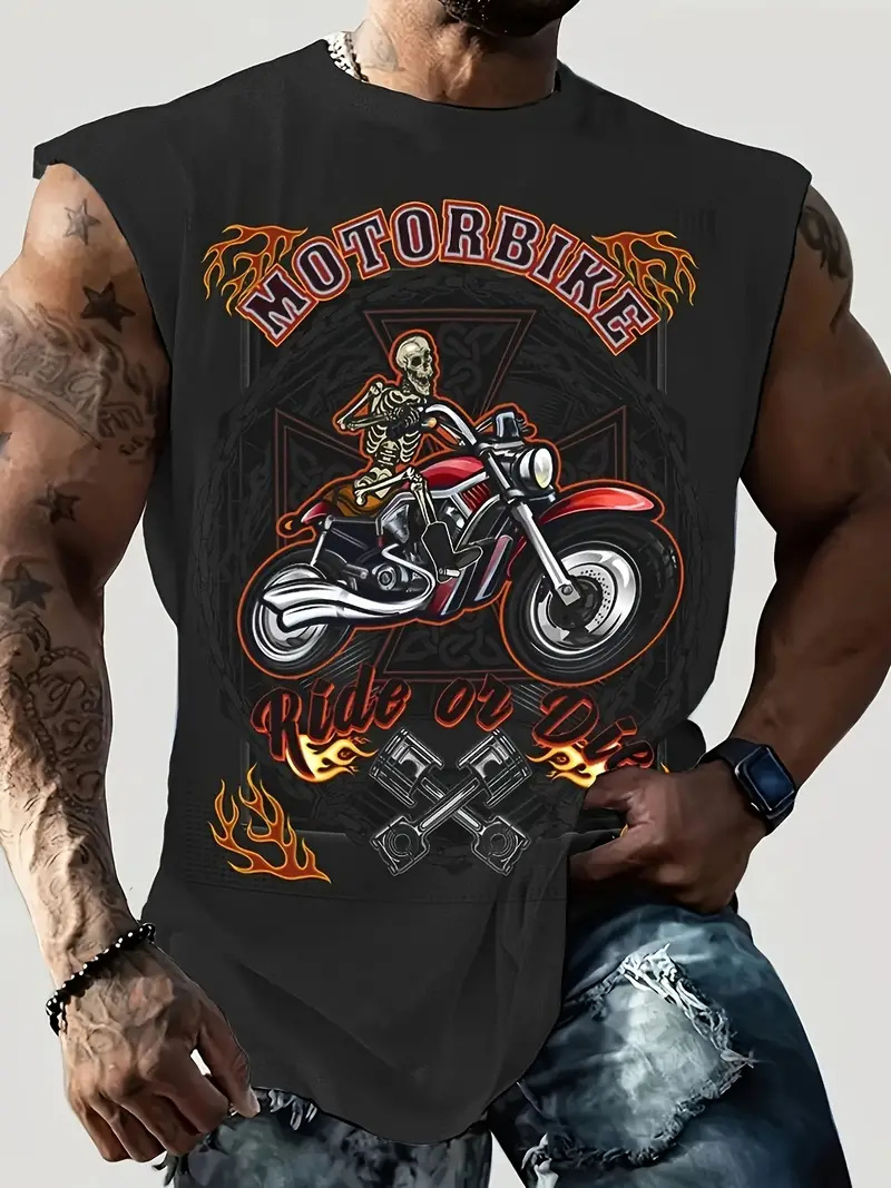 メンズラウンドネックバイクTシャツ,通気性のある半袖トップス - Summer Viking Clothing のレビューと価格