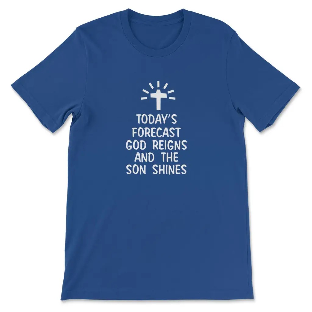 今日の予報神は治めます Tシャツ男性と女性の半袖コットン T - Summer Reign Clothing のレビューと価格