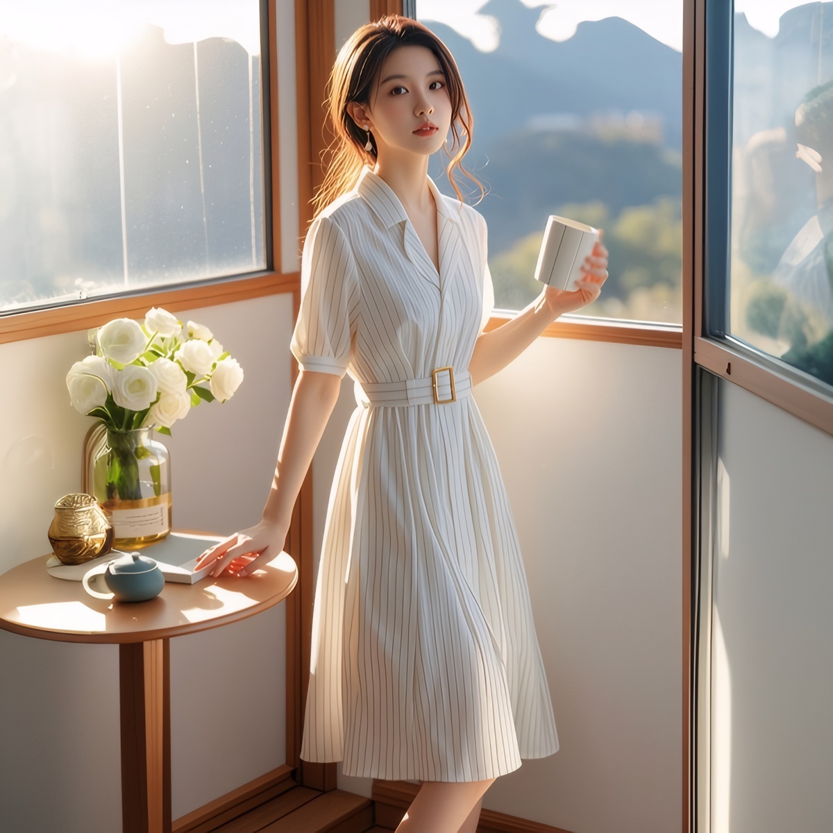 ハイウエストストライプドレススリム夏新作婦人服高品質ブランド - Summer Line Clothing Brand のレビューと価格