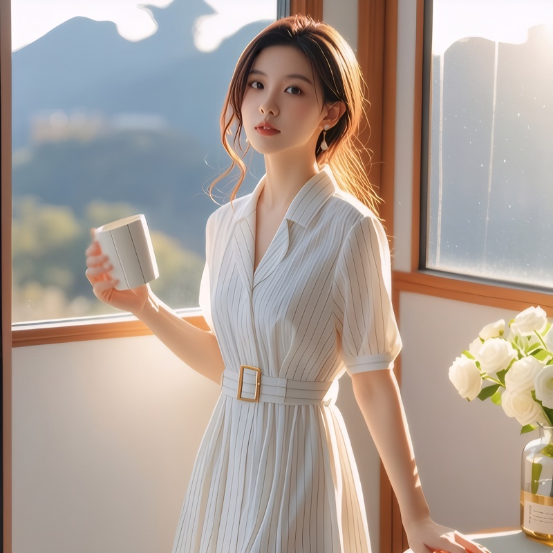 ハイウエストストライプドレススリム夏新作婦人服高品質ブランド - Summer Line Clothing Brand のレビューと価格