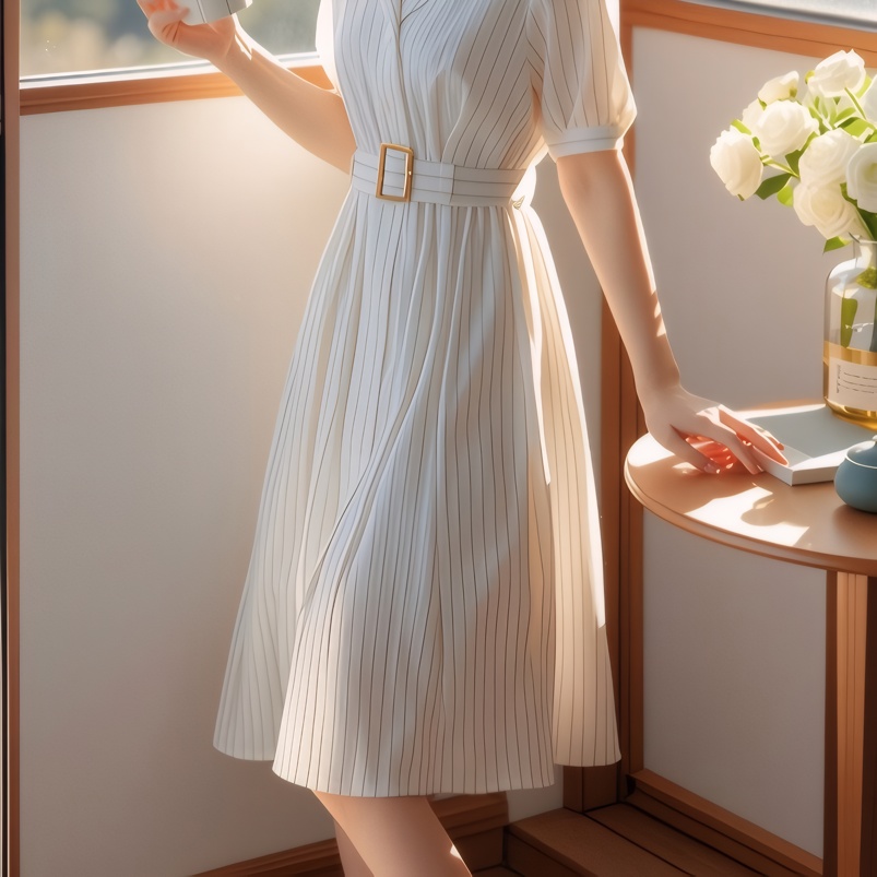 ハイウエストストライプドレススリム夏新作婦人服高品質ブランド - Summer Line Clothing Brand のレビューと価格