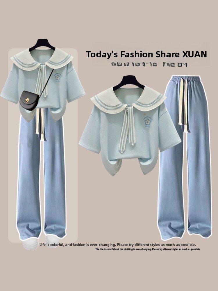 2026年新作 夏用 ネイビー襟付き半袖セット 女の子向け  - Summer Clothing Old Navy のレビューと価格