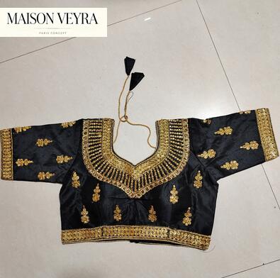 伝統的なインドのサリートップス、女性用シャツ、ゴールドの夏用 - Summer Clothing India のレビューと価格