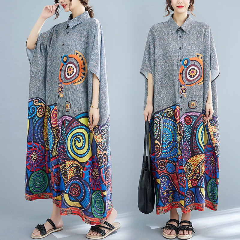 インディアンパキニドレス,ボヘミアンスタイル,レトロ,プリン - Summer Clothing India のレビューと価格