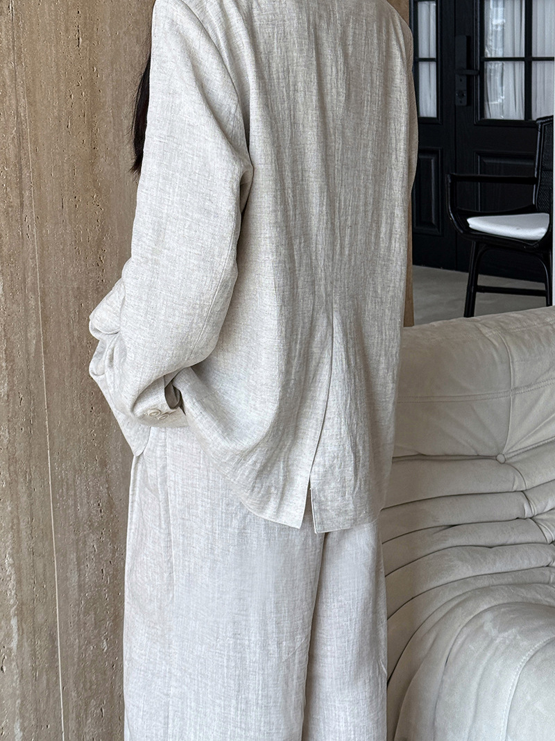 秋のハイエンドリネン素材ブレザージャケットセット レディース - Summer Linen Clothing For Women のレビューと価格