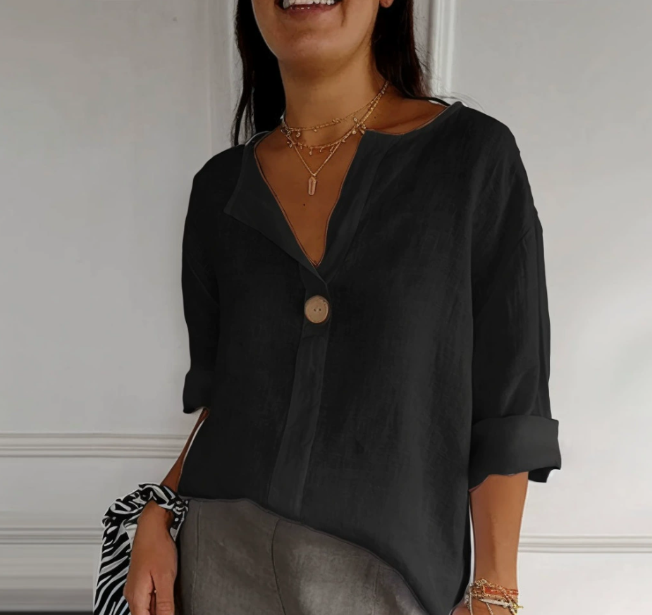 プラスサイズ レディース Vネック コットンリネン ボタン付 - Summer Linen Clothing For Women のレビューと価格